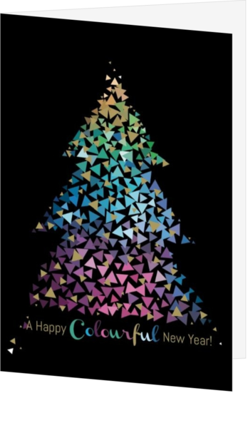 Kerstkaart - Hippe Kerstkaart met Kleurrijke Driehoekjes