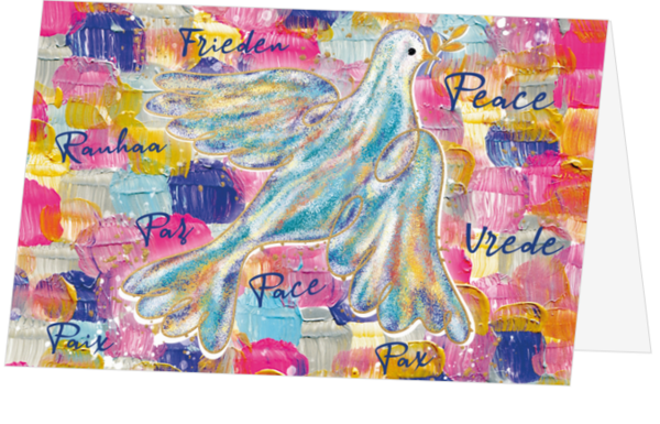 Carte de Vœux - Pigeon  de la paix colorée