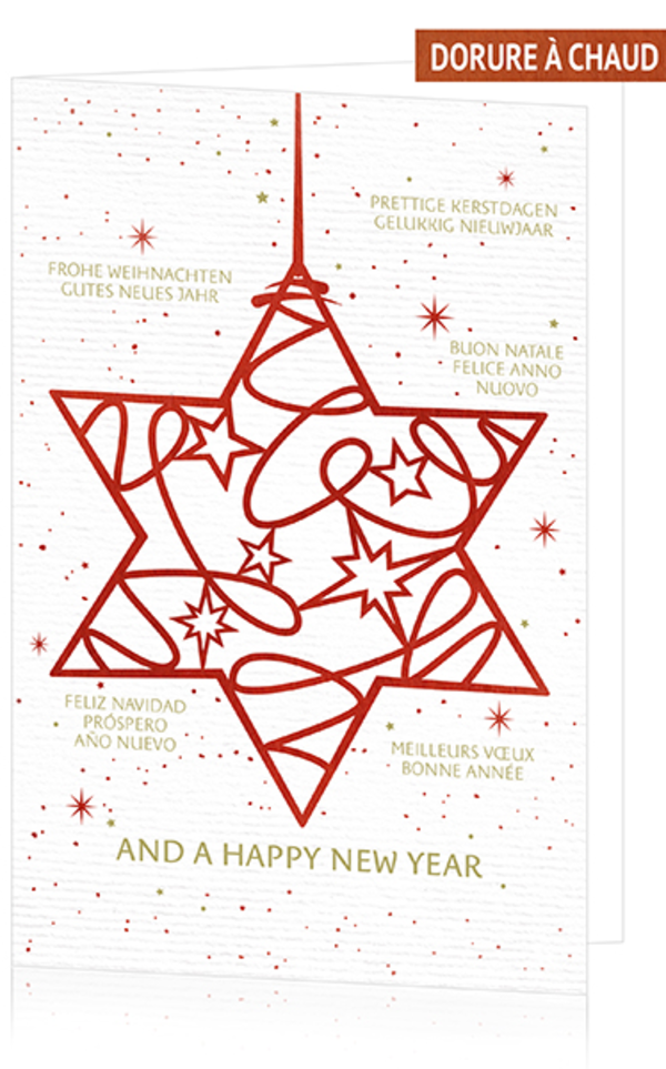 Carte de Vœux - Étoile de Noël en feuille rouge