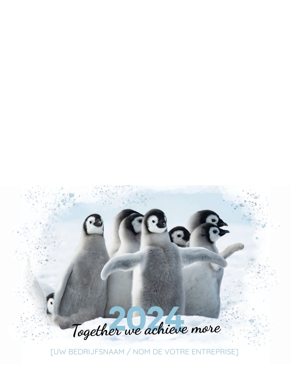 Kerstkaart   Team met pinguïns Achterkant/Voorkant